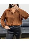 CAMISA DE SATÉN CON TACHUELAS DE CHOCOLATE AH250621
