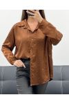 CHOCOLADE AH250621 SATIJNEN OVERHEMD MET STUDS