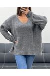 SUÉTER OVERSIZED COCOONING AH250601 GRIS OSCURO