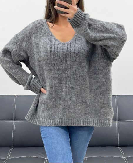 SWETER OVERSIZE COCOONING AH250601 CIEMNOSZARY