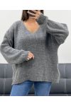 SUÉTER OVERSIZED COCOONING AH250601 GRIS OSCURO