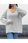 SUÉTER OVERSIZE COCOONING AH250601 GRIS CLARO