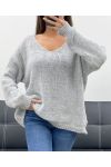 OVERSIZE-KAPUZENPULLOVER AH250601 HELLGRAU