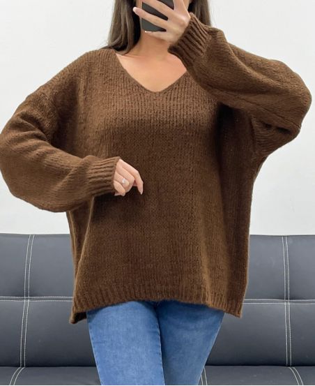 OVERSIZED COCOONING SWEATER AH250601 CHOCOLATE