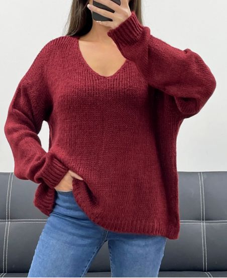 PULLOVER OVERSIZE COCOONING AH250601 BURGUNDY