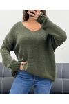 OVERSIZOWY SWETER Z KOKONEM AH250601 KHAKI