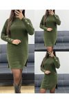 BUTTON-UP SLEEVE SWEATER DRESS AH255234 KHAKI