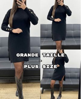 PULLOVERKLEID MIT KNÖPFEN IN ÜBERGRÖSSE AH250707 SCHWARZ