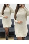 VESTIDO SUÉTER CON MANGAS ABOTONADAS AH255234 BEIGE