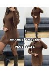 BRĄZOWA SUKIENKA SWETROWA Z GUZIKAMI I GUZIKAMI PLUS SIZE AH250707