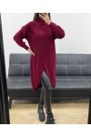 PULL LONG DRAPé AH250609 BURGUNDY