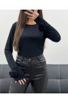 TOP CINTRé A MANCHES FANTAISIES AH250627 NOIR
