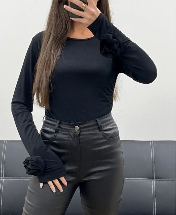 TOP CINTRé A MANCHES FANTAISIES AH250627 NOIR