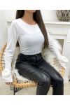 TOP CINTRé A MANCHES FANTAISIES AH250627 BLANC