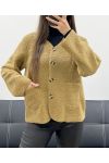 CHAQUETA DE LANA CON BOTONES DE 2 BOLSILLOS AH250713 CAMEL