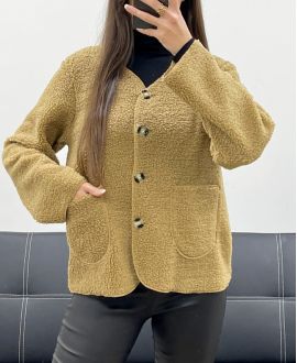 CHAQUETA DE LANA CON BOTONES DE 2 BOLSILLOS AH250713 CAMEL
