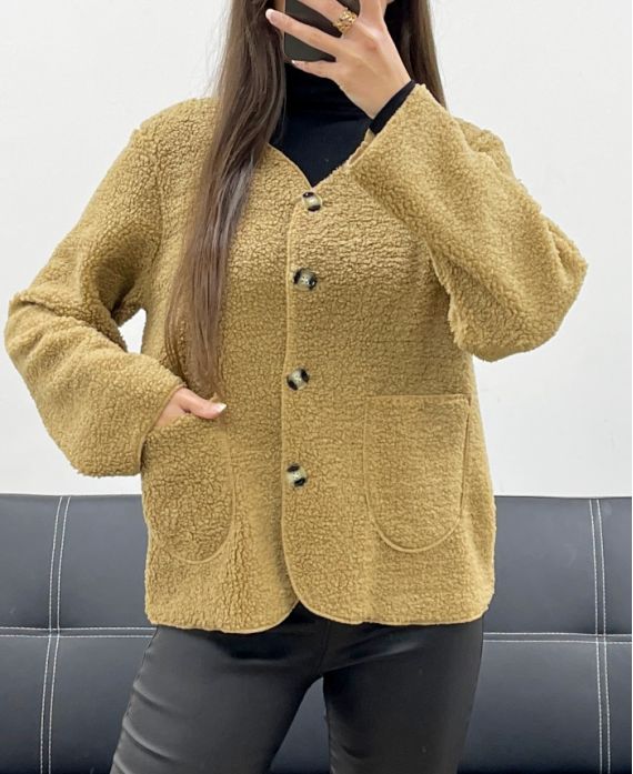 WOOL JACKET WITH 2-POCKET BUTTONS AH250713 CAMEL
