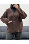 WOLLJACKE MIT 2 TASCHEN AH250713 SCHOKOLADE