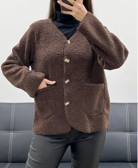 WOOL JACKET WITH 2 POCKETS AH250713 CHOCOLATE