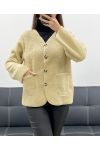 WOLLJACKE MIT 2 TASCHEN AH250713 BEIGE
