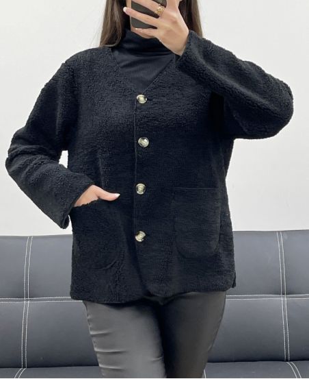 WOOL JACKET WITH 2 POCKETS AH250713 BLACK