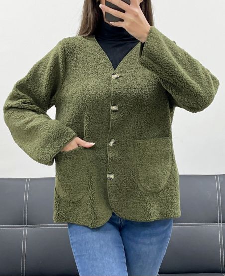 WOOL JACKET WITH 2 POCKETS AH250713 KHAKI