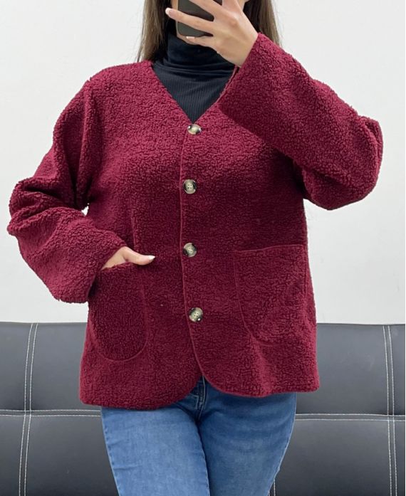 CHAQUETA DE LANA CON 2 BOLSILLOS AH250713 BURDEOS