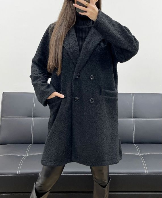 2-POCKET LEOPARD INTERIOR COAT AH250615 BLACK