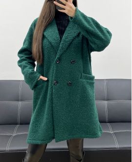 ABRIGO INTERIOR LEOPARDO VERDE AH250615 2 BOLSILLOS