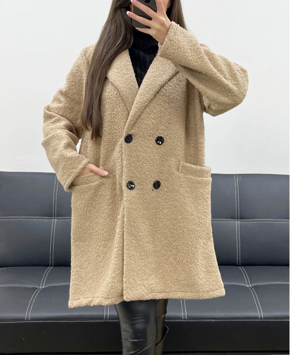 2-POCKET LEOPARD INTERIOR COAT AH250615 CAMEL