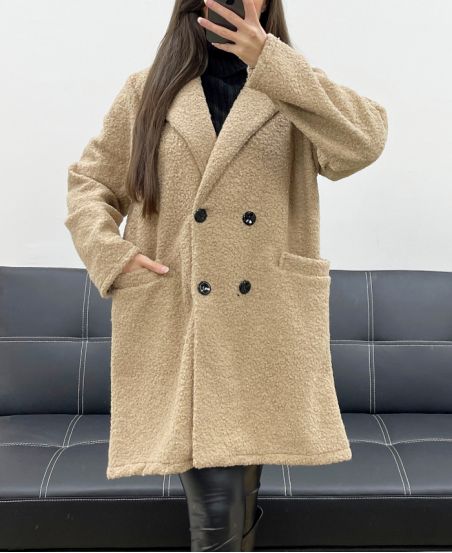 2-POCKET LEOPARD INTERIOR COAT AH250615 CAMEL