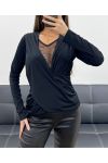 ZWARTE GEDRAPEERDE KANTEN TOP AH250660