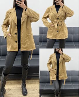 2-FACH WILDLEDERJACKE + AH250631 GÜRTEL KAMEL