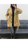 2-FACH WILDLEDERJACKE + AH250631 GÜRTEL KAMEL