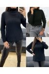 RIBBED KNIT SWEATER AH250634 BLACK