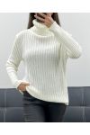 PULL EN MAILLE COTELéE AH250634 BLANC