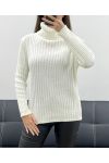 PULL EN MAILLE COTELéE AH250634 BLANC