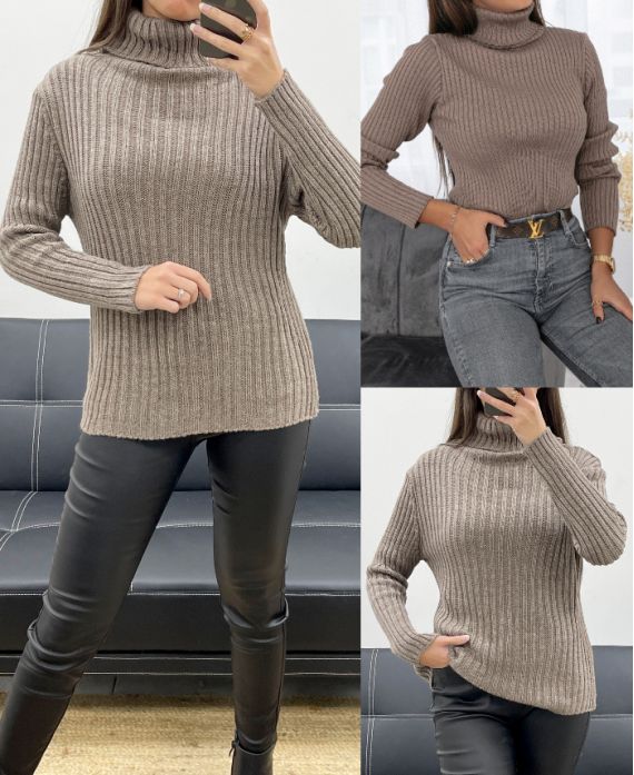 GERIBBELDE GEBREIDE TRUI AH250634 TAUPE