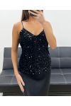SCHWARZES PAILLETTENTRÄGER-TOP AH250664