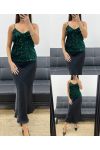 TOP WITH SEQUIN STRAPS AH250664 GREEN