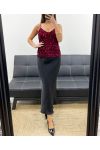 SEQUINED STRAPPY TOP AH250664 BURGUNDY