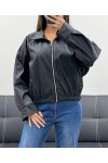 CHAQUETA DE PIEL SINTÉTICA CON CREMALLERA AH250695 NEGRO