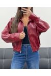 VESTE SIMILI CUIR AVEC ZIP AH250695 BURGUNDY