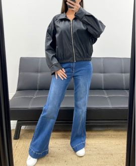 VESTE SIMILI CUIR AVEC ZIP AH250695 NOIR