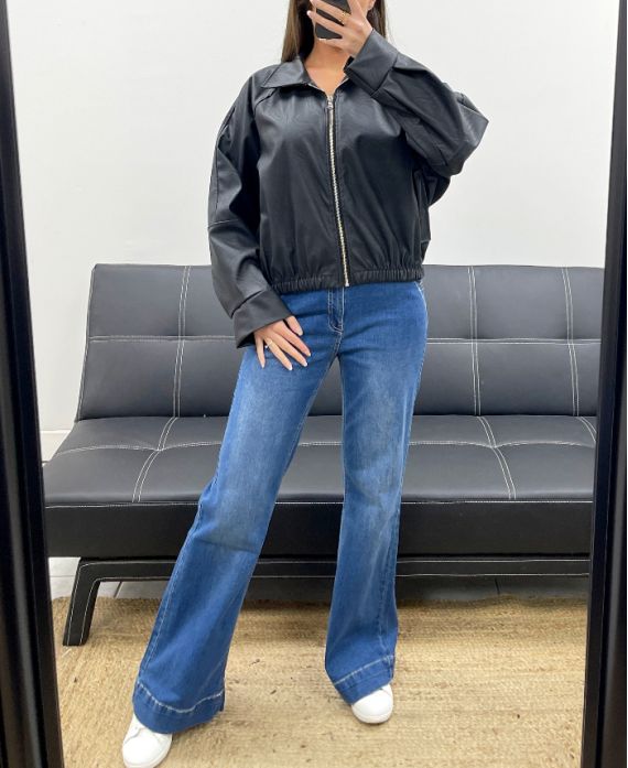 JACKE AUS KUNSTLEDER MIT REISSVERSCHLUSS AH250695 SCHWARZ