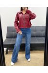 VESTE SIMILI CUIR AVEC ZIP AH250695 BURGUNDY