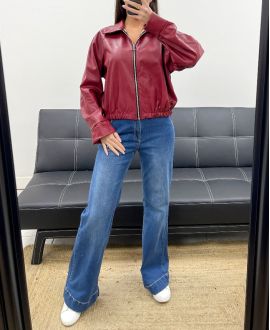 GIACCA IN ECOPELLE CON ZIP AH250695 BORDEAUX