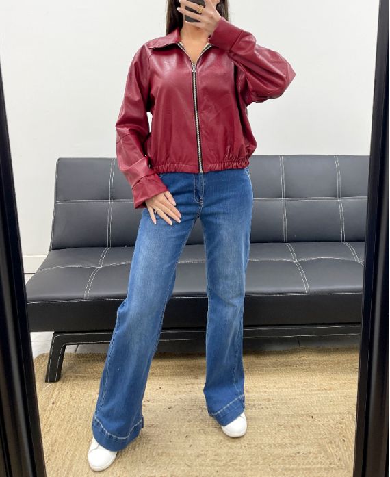 FAUX LEATHER JACKET WITH ZIP AH250695 BURGUNDY