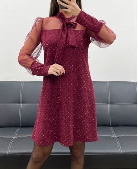ROBE DE SOIREE CLOUTEE AH250978 BORDEAUX