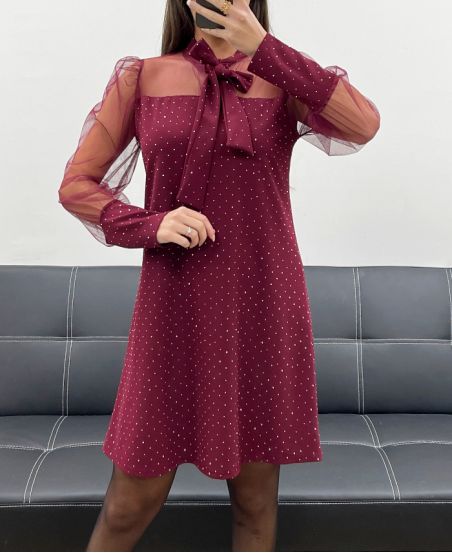 ROBE DE SOIREE CLOUTEE AH250978 BORDEAUX